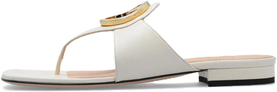 GUCCI古馳 Blondie 皮革 夾趾金屬扣 時尚涼拖 女款 白色 Buy GUCCI古馳 Blondie 皮革 夾趾金屬扣 時尚涼拖 女款 白色