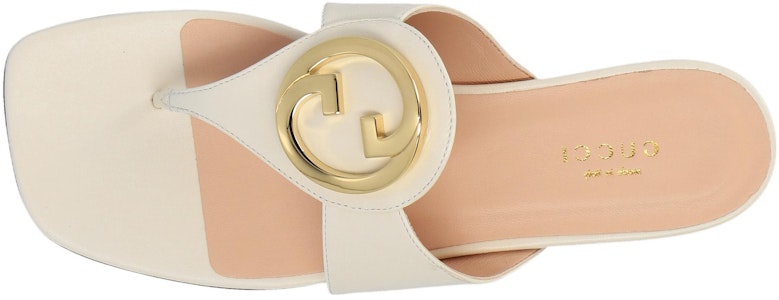 GUCCI古馳 Blondie 皮革 夾趾金屬扣 時尚涼拖 女款 白色 Shop GUCCI古馳 Blondie 皮革 夾趾金屬扣 時尚涼拖 女款 白色