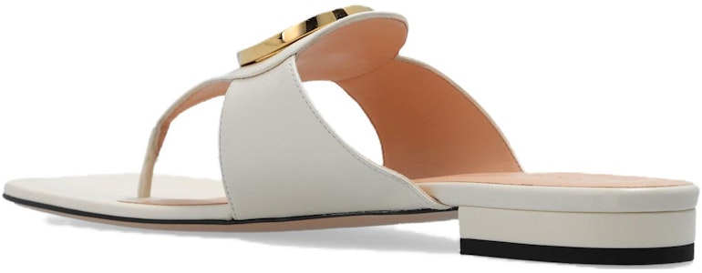 GUCCI古馳 Blondie 皮革 夾趾金屬扣 時尚涼拖 女款 白色 Purchase GUCCI古馳 Blondie 皮革 夾趾金屬扣 時尚涼拖 女款 白色