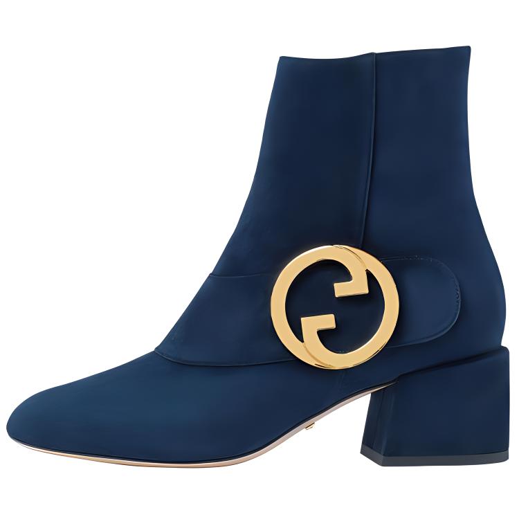 (Women) Gucci Blondie Ankle Boot 'Dark Blue Velvet'