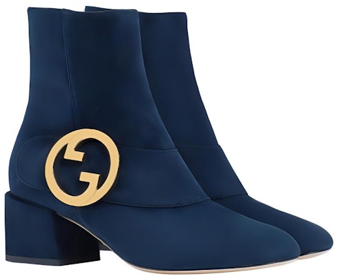 (Women) Gucci Blondie Ankle Boot 'Dark Blue Velvet' Lookbook (Women) Gucci Blondie Ankle Boot 'Dark Blue Velvet'
