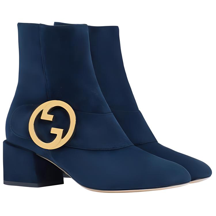 Lookbook (Women) Gucci Blondie Ankle Boot 'Dark Blue Velvet'