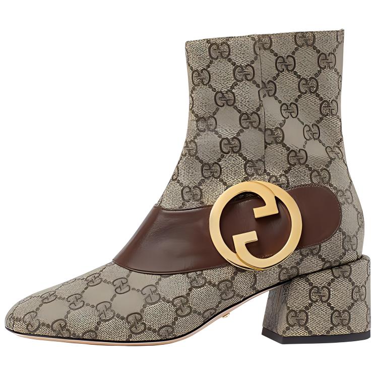 (Women) Gucci Blondie Ankle Boot 'GG Canvas - Beige' 701706-9I650-9769