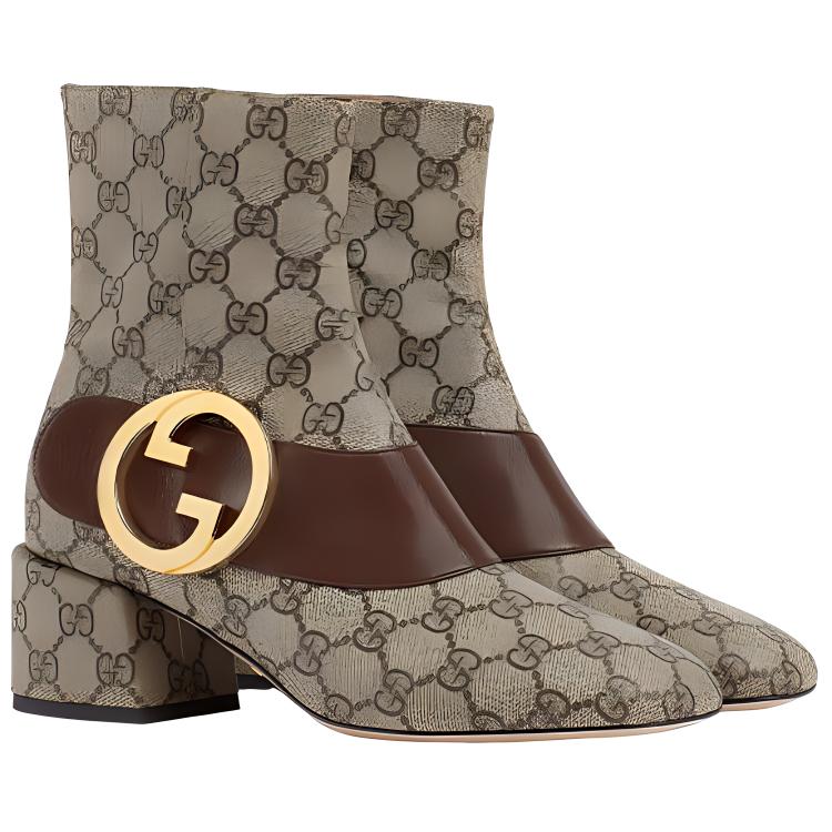Shop (W) Gucci Blondie Enkellaars ''GG Canvas - Beige'' 701706-9I650-9769