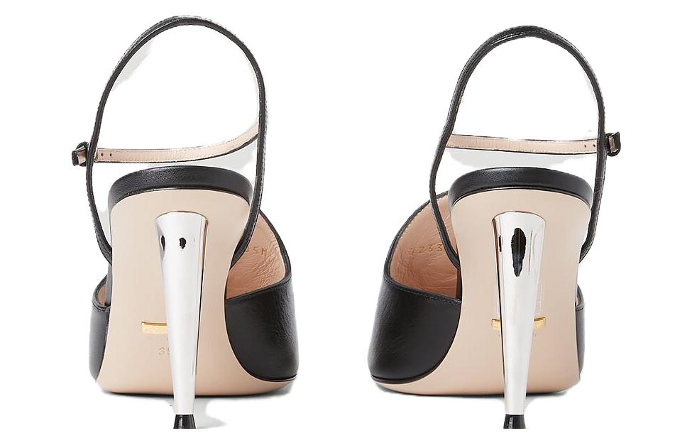 Purchase GUCCI古馳 Blondie 皮革 搭扣高跟 時尚涼拖 8cm 女款 黑色
