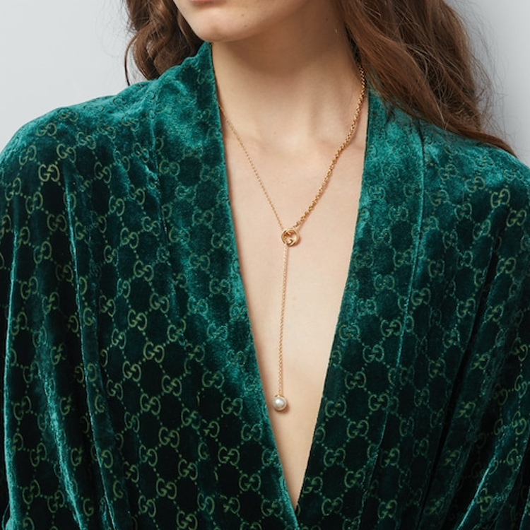 (Women) GUCCI Blondie Logo Cutout Glass Pearl Metal Necklace Gold for Women. 774689I46208078 圖 4