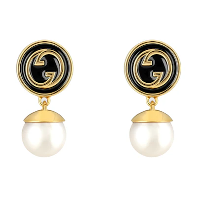 (Women) GUCCI Blondie Pearl Fashion Jewelry Metal Earrings Black 774612I97578499