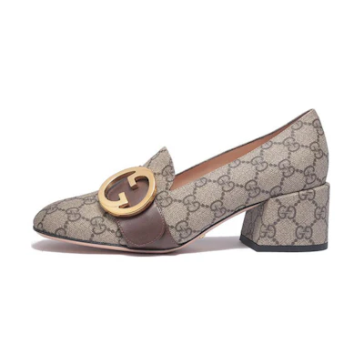 (W) Gucci Blondie pump GG Supreme canvas 'Beige Ebony'