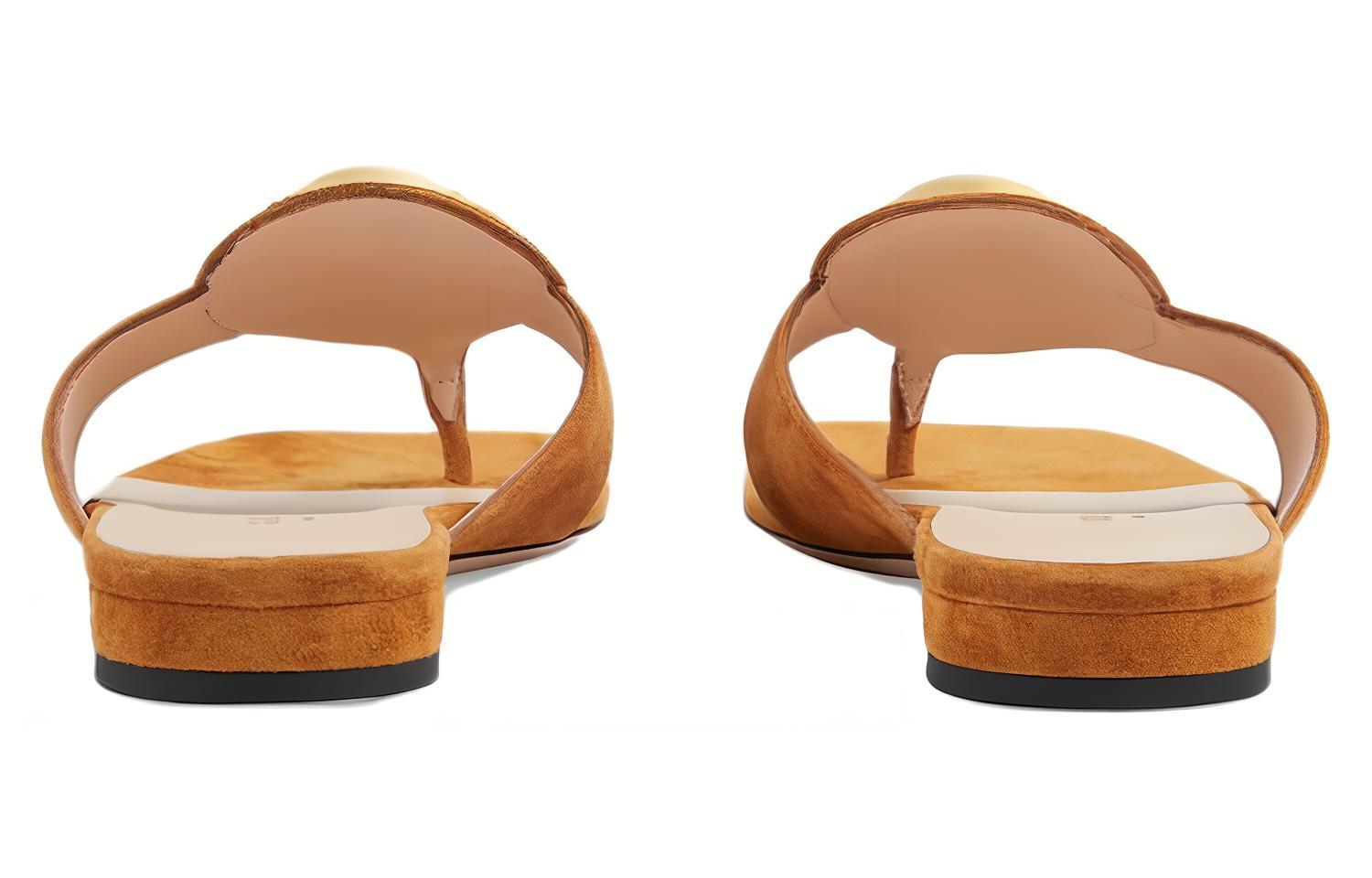 Shop (W) Gucci Blondie Selipar Jepit Suede Coklat Terang 739048-C6G00-8351