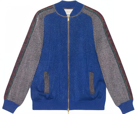 (W) Gucci Jaket Baseball Biru dengan Detil Berkilau dan Zip Kontras 579749-XKAQ9-4034 Buy (W) Gucci Jaket Baseball Biru dengan Detil Berkilau dan Zip Kontras 579749-XKAQ9-4034
