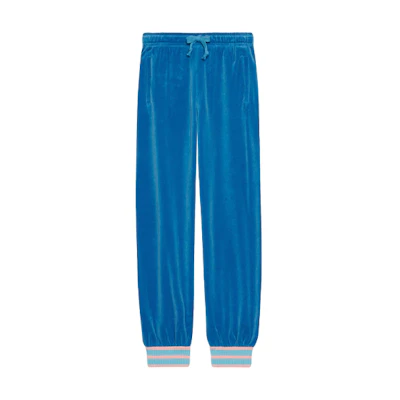 (Women) Gucci Blue Chenille Tapered Knit Jogger Pants 581088-XJBIP-4318