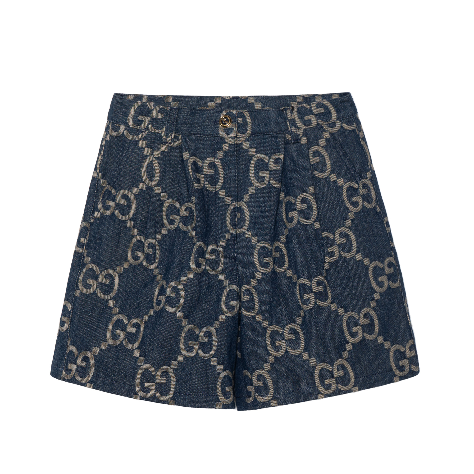 (Women) Gucci Blue Double G Monogram Mid-Waist Casual Shorts 678807-XDBVD-4384