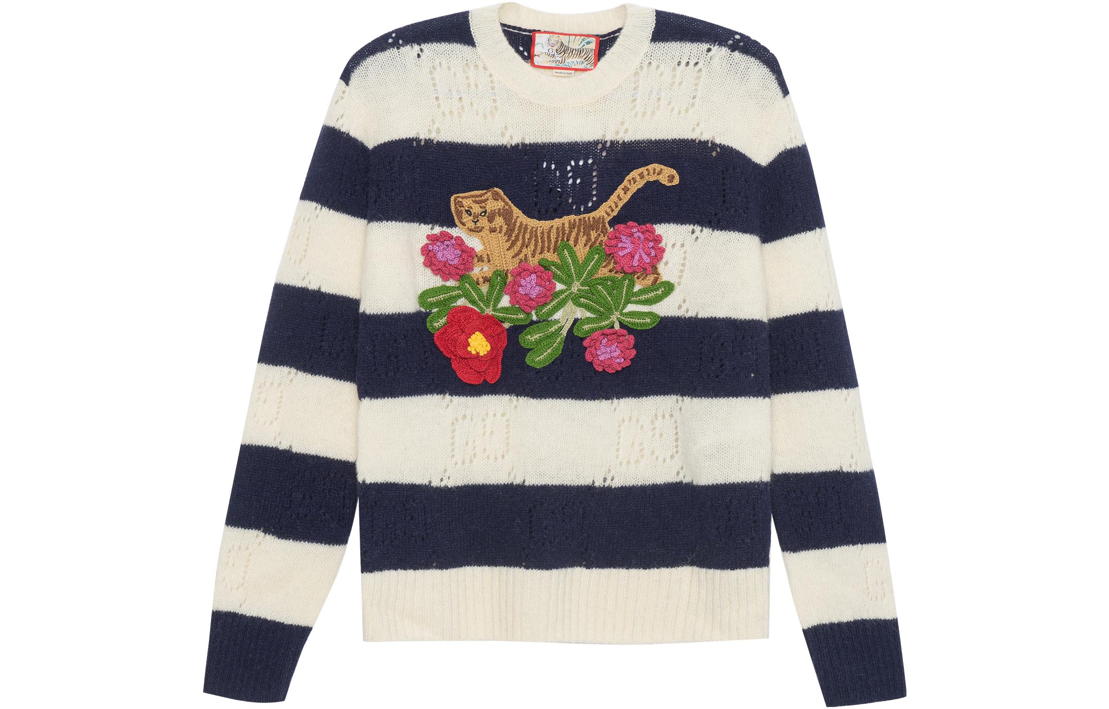 (Women) Gucci Blue Embroidered Knit Pullover Sweater SS22 683896-XKB77-9801