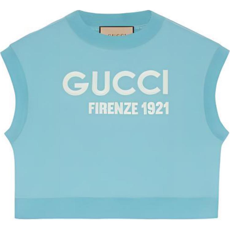 Order (W) Gucci 藍色 FW23 刺繡 Logo 無袖運動衫 760372-XJF0U-4867
