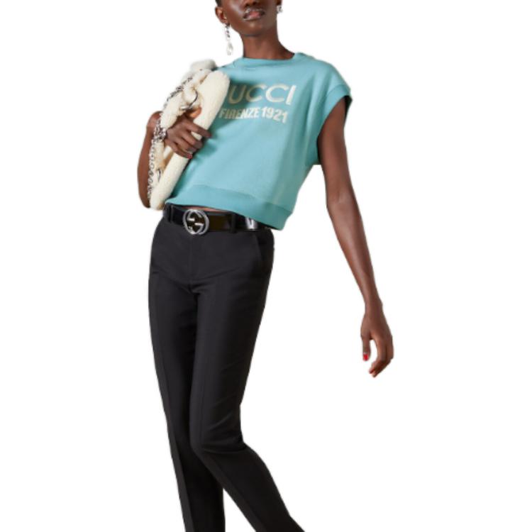 Lookbook (W) Gucci 藍色 FW23 刺繡 Logo 無袖運動衫 760372-XJF0U-4867