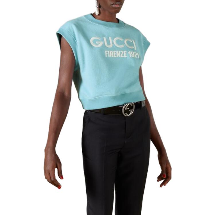 Shop (W) Gucci 藍色 FW23 刺繡 Logo 無袖運動衫 760372-XJF0U-4867