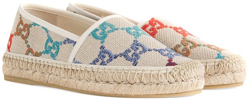 (W) Gucci 蓝色 GG 麻布草编鞋 '米色多彩' 678036-UFT70-8470 Order (W) Gucci 蓝色 GG 麻布草编鞋 '米色多彩' 678036-UFT70-8470