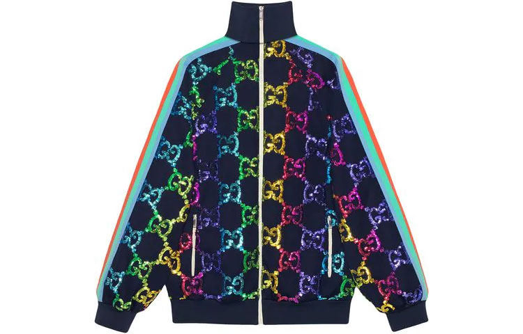 (Women) Gucci Blue GG Sequin Tech Fabric Jacket 546393-XJAD4-4818
