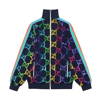 (Women) Gucci Blue GG Sequin Tech Fabric Jacket 546393-XJAD4-4818