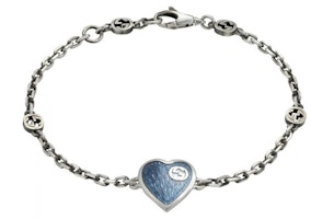 (Women) GUCCI Blue Heart Silver Bracelet Jewelry YBA645546002 (Women) GUCCI Blue Heart Silver Bracelet Jewelry YBA645546002