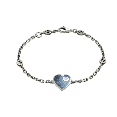 (Women) GUCCI Blue Heart Silver Bracelet Jewelry YBA645546002