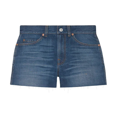 (Women) Gucci Blue Knit Applique Denim Shorts 502798-XDATF-4206