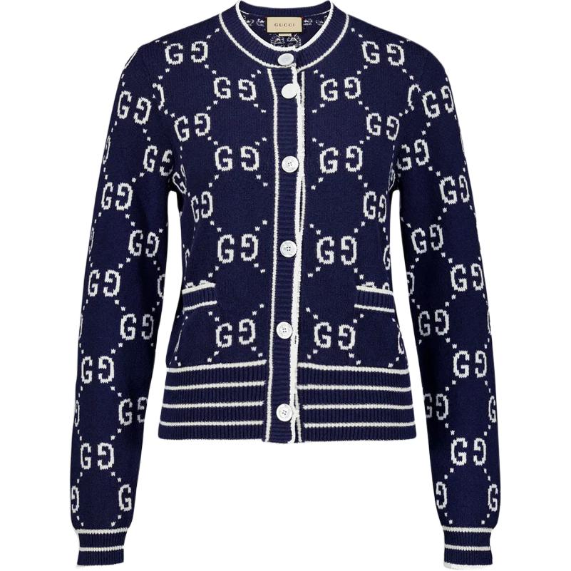 (Women) Gucci Blue Loose Fit Letter Print Sweatshirt for Women 753917XKCAN4769