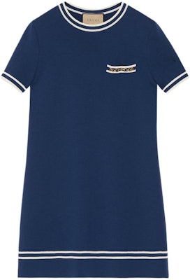 (W) Gucci Gaun Biru Lengan Pendek dengan Cetakan Huruf dan Jalur. 650387-XKBNZ-4772 Buy (W) Gucci Gaun Biru Lengan Pendek dengan Cetakan Huruf dan Jalur. 650387-XKBNZ-4772