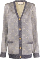 (Women) Gucci Blue SS22 Jacquard Button V-Neck Wool Knit Cardigan 644773-XKBOO-9661 (Women) Gucci Blue SS22 Jacquard Button V-Neck Wool Knit Cardigan 644773-XKBOO-9661