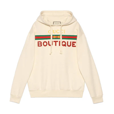 (Women) Gucci Boutique Graphic Hoodie Women’s Beige 615061-XJCKX-9230