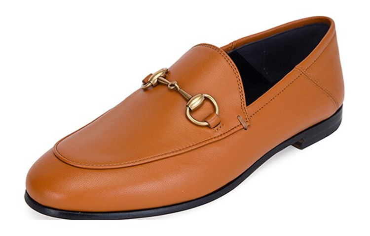 Shop GUCCI 古奇 Brixton馬嚼鈴 平底樂福鞋 女款 棕色