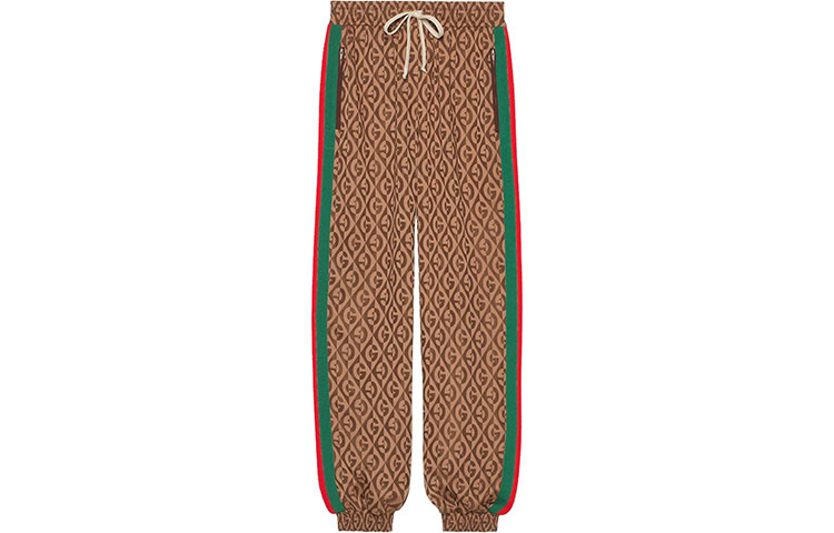 (Women) Gucci Brown Jogger Knit Pants with All-Over Logo Print 596001-XJBUT-2100