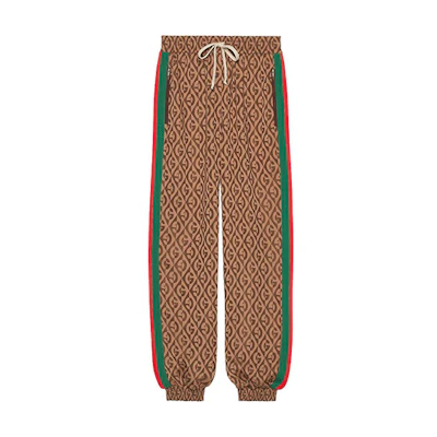 (Women) Gucci Brown Jogger Knit Pants with All-Over Logo Print 596001-XJBUT-2100
