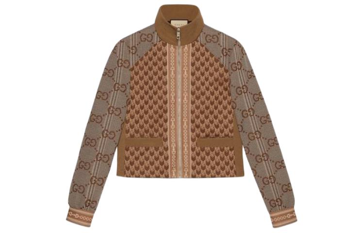 Order (Women) Gucci Brown Letter Zip-Up Casual Long-Sleeve Jacket 767025-XJF7V-2481