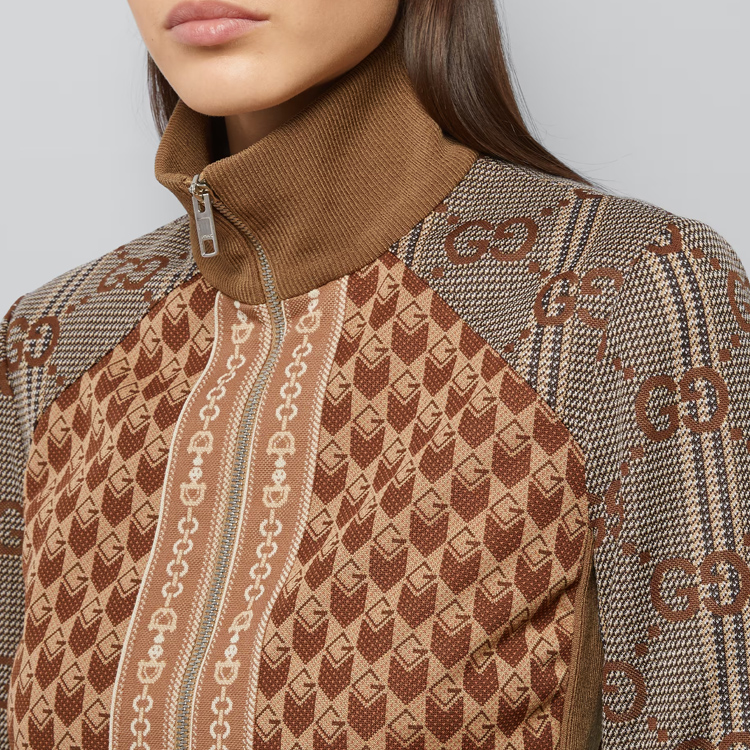 Details for (Women) Gucci Brown Letter Zip-Up Casual Long-Sleeve Jacket 767025-XJF7V-2481
