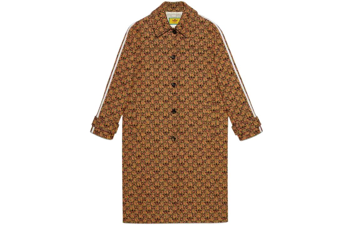 (Women) Gucci Brown Long-Sleeve Logo Print Trench Coat FW22 723290-ZAK9A-1043