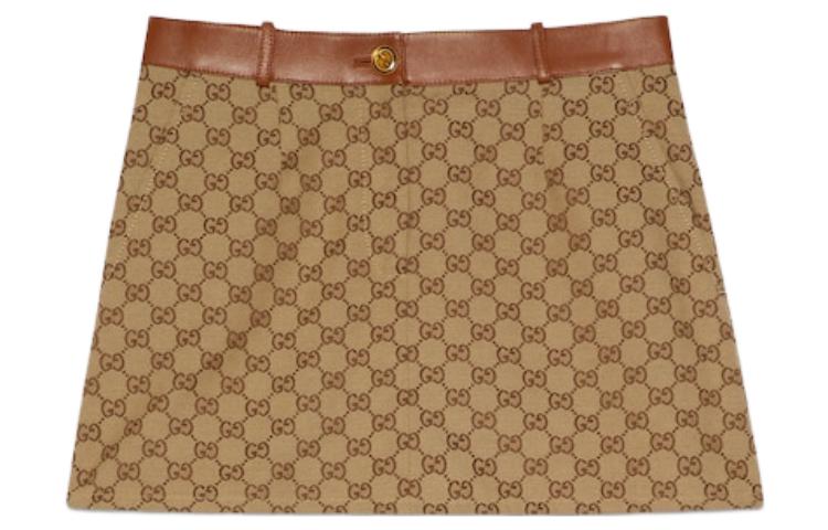 (Women) Gucci Brown Monogram Mid-rise Mini Skirt FW23 743867-Z8AV6-2275