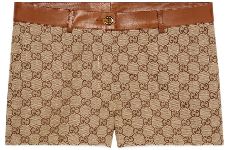 (Women) Gucci Brown SS22 ARIA Collection Logo Canvas Shorts 681154-Z8AV7-2184