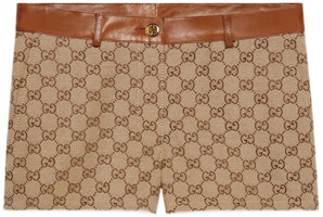 (Women) Gucci Brown SS22 ARIA Collection Logo Canvas Shorts 681154-Z8AV7-2184 (Women) Gucci Brown SS22 ARIA Collection Logo Canvas Shorts 681154-Z8AV7-2184