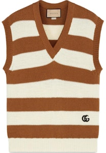 (W) Gucci Coklat Berjalur Pullover Longgar Leher-V Lurus FW22. 699895-XKCG8-9184 Buy (W) Gucci Coklat Berjalur Pullover Longgar Leher-V Lurus FW22. 699895-XKCG8-9184