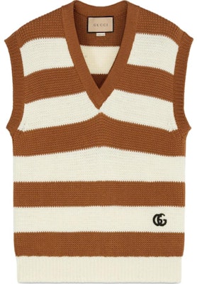 (Women) Gucci Brown Striped V-neck Loose Pullover Straight Vest FW22 699895-XKCG8-9184 Buy (Women) Gucci Brown Striped V-neck Loose Pullover Straight Vest FW22 699895-XKCG8-9184