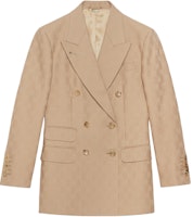 (Women) Gucci Camel Double-Breasted Jacquard V-Neck Blazer 715184-ZAKF8-2602 (Women) Gucci Camel Double-Breasted Jacquard V-Neck Blazer 715184-ZAKF8-2602