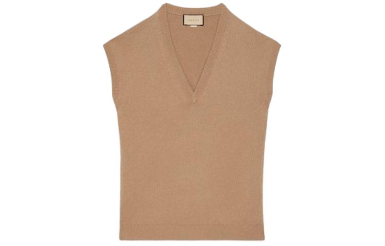 (Women) Gucci Camel Sleeveless V-Neck Vest 773568-XKDUV-2602