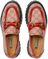 Shop GUCCI古馳 帆布 新年系列 時尚套腳 厚底鞋 女款 米紅 兔年限定