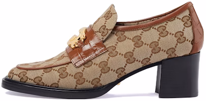 (Women) Gucci Canvas Double G Round Toe Block Heel 'Brown' 724242-FAA2S-9776 (Women) Gucci Canvas Double G Round Toe Block Heel 'Brown' 724242-FAA2S-9776