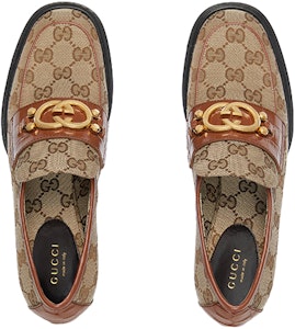 GUCCI古馳 帆布 互扣式雙G 圓頭 粗跟 高跟鞋 5.5cm 女款 棕色 Shop GUCCI古馳 帆布 互扣式雙G 圓頭 粗跟 高跟鞋 5.5cm 女款 棕色