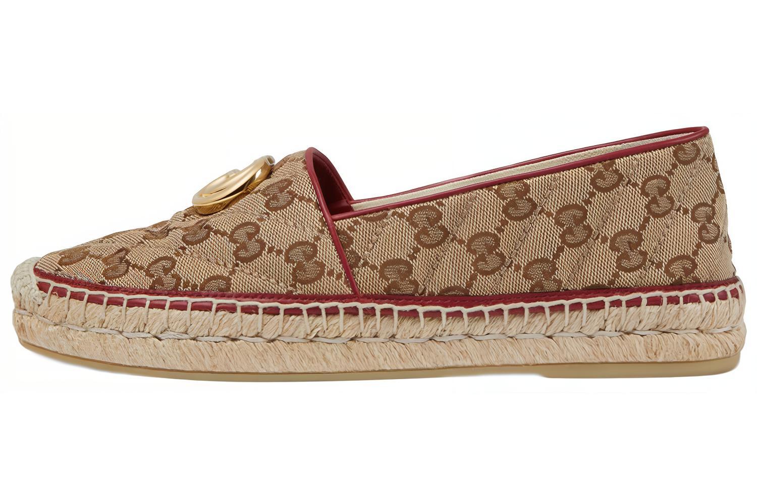 Buy (W) Gucci Canvas Visserschoenen ''Double G Bruin-Rood'' 621239-KQWM0-9761