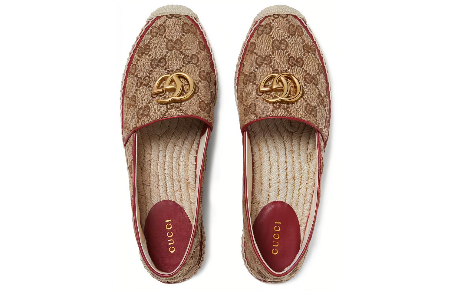 Lookbook (W) Gucci Canvas Visserschoenen ''Double G Bruin-Rood'' 621239-KQWM0-9761