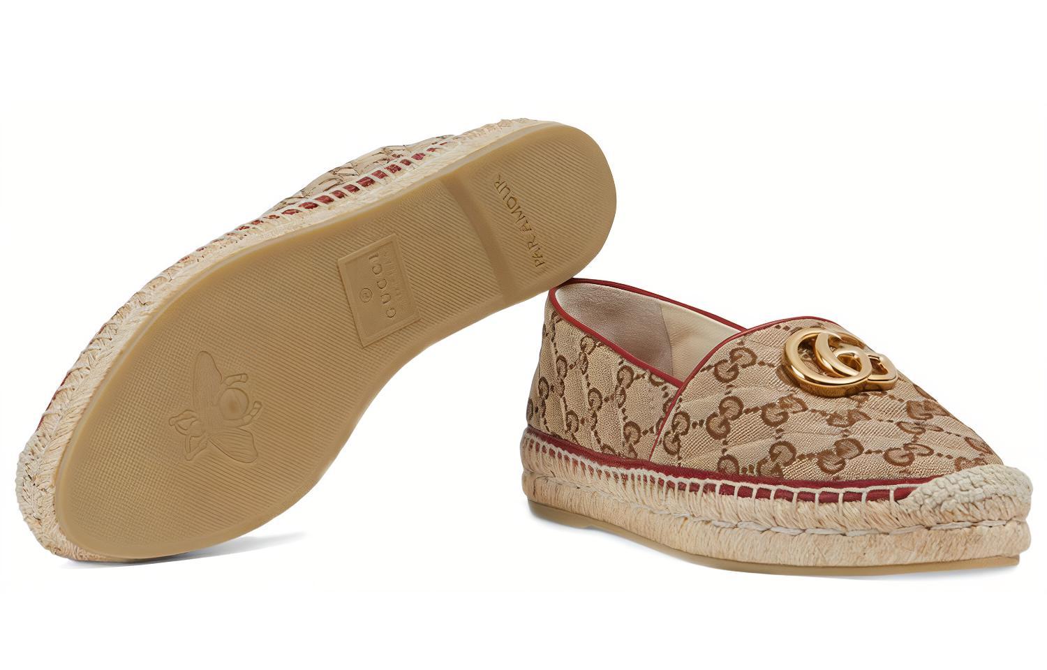Purchase (W) Gucci Canvas Visserschoenen ''Double G Bruin-Rood'' 621239-KQWM0-9761