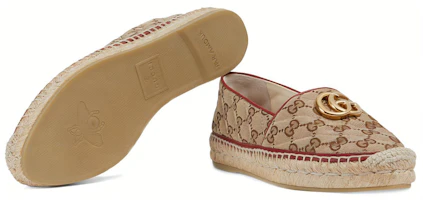 Purchase GUCCI 古馳 雙G 絎縫帆布 女款 漁夫鞋 棕紅色
